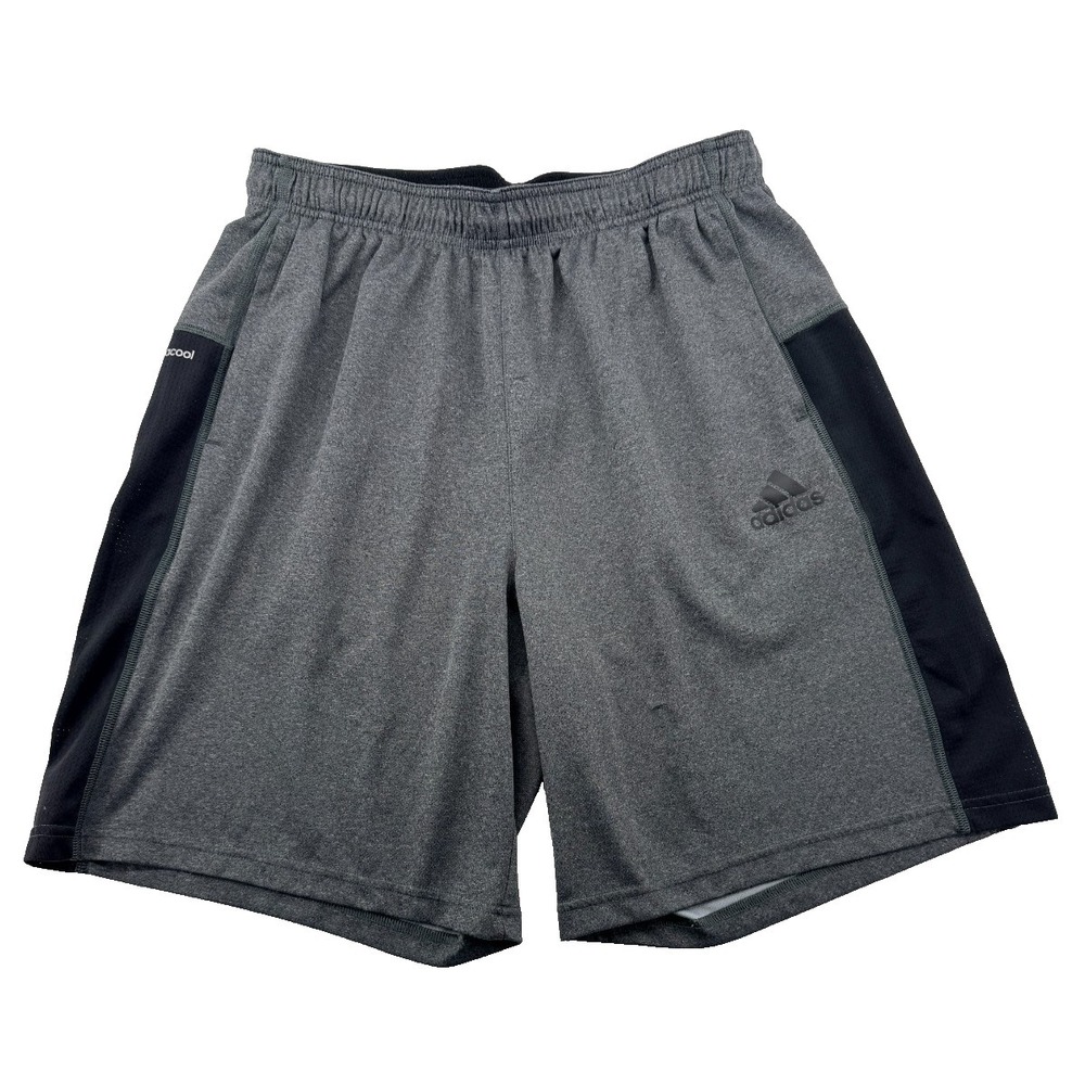 Adidas ClimaCool Athletic Shorts Men's Large Gray Black Drawstring Gym Training